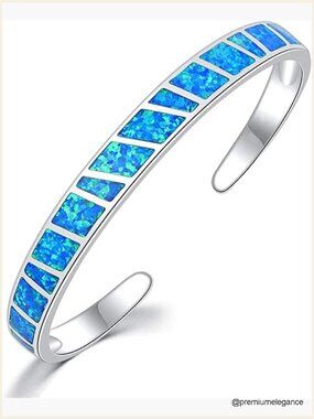 Gold Plated Opal Bangle Cuff Bracelet Adjustable Hypoallergenic Fire Opal